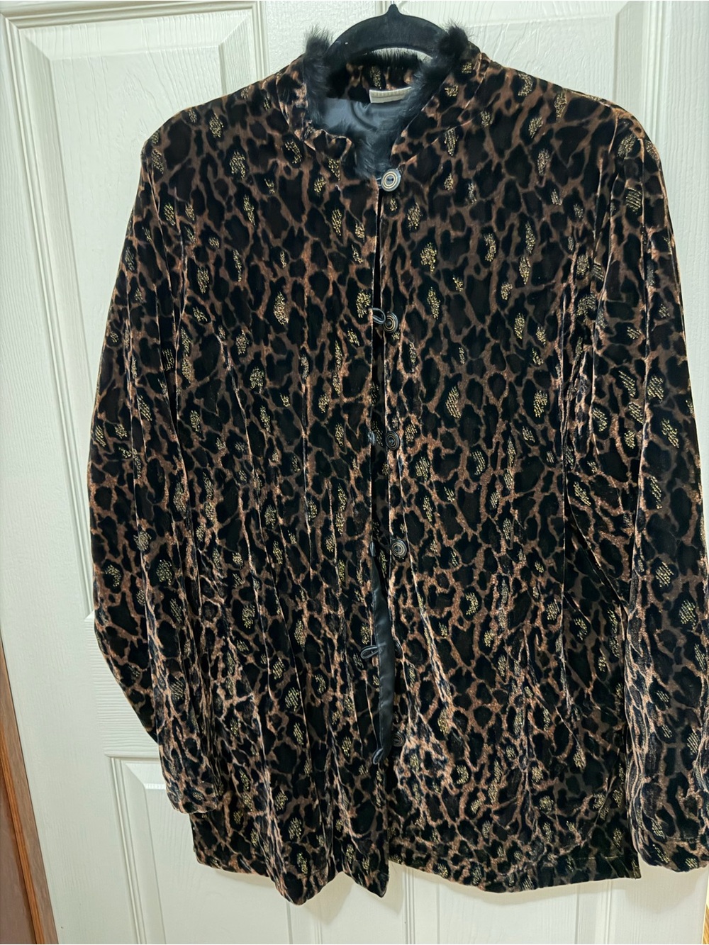 White Stag Leopard Print Velvet Jacket - Brown/Black
